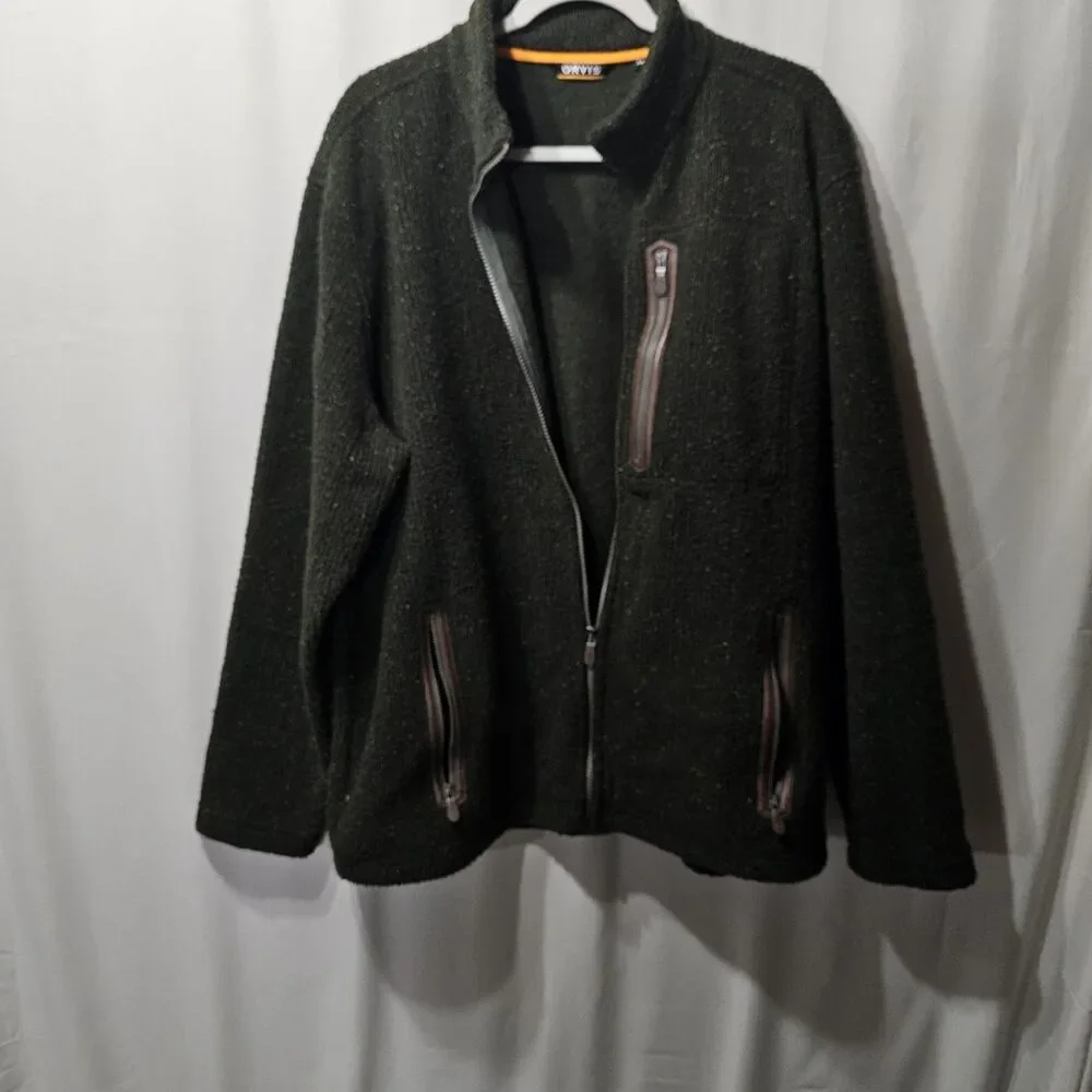 Orvis Bristol Men’s Heathered Green Full Zip Sweater Fleece Size Xl NWOT